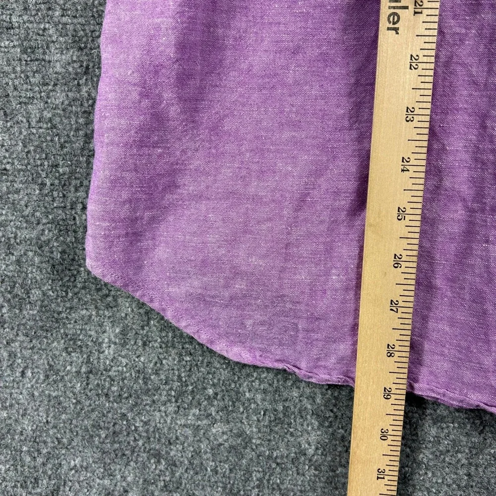 Banana Republic Button Down Shirt Mens Small Purple Linen Cotton Slim Fit Casual
